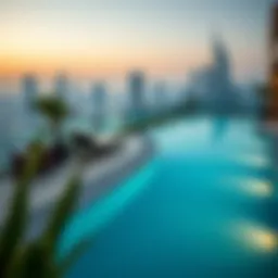 Luxurious private pool with city skyline view