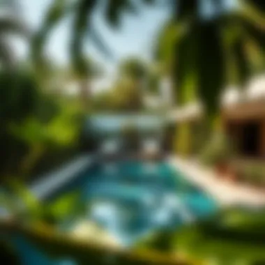 Serene private pool surrounded by lush greenery