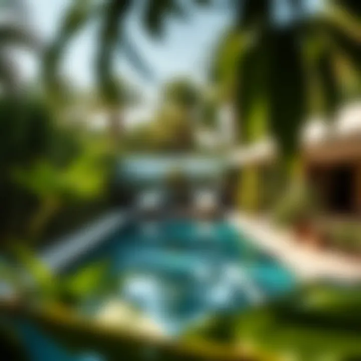 Serene private pool surrounded by lush greenery