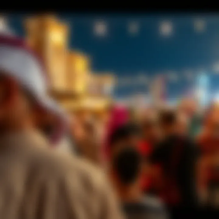 A vibrant community gathering in Rahba reflecting cultural dynamics