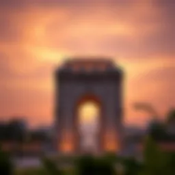 Stunning view of the Sharjah Gate Tower at sunset