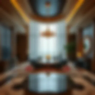 Luxurious interior of a penthouse in the Bugatti building, emphasizing opulence