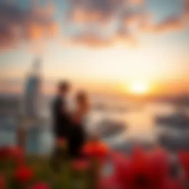 Romantic sunset view over Dubai Marina