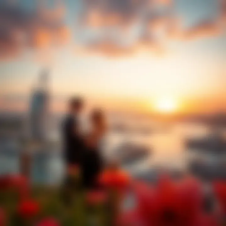 Romantic sunset view over Dubai Marina