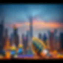 Panoramic view of Dubai skyline featuring modern skyscrapers