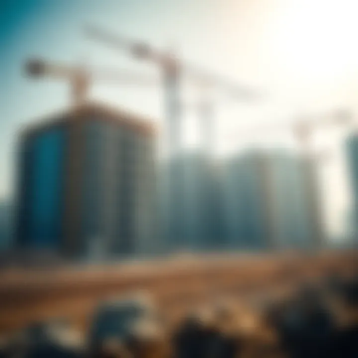 Dynamic Construction Scene A vibrant construction site in Dubai symbolizing growth