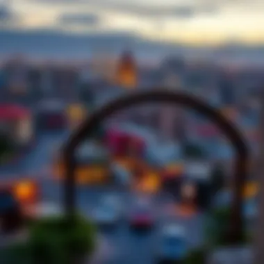 Urban Landscape Around دوار الساعة A vibrant depiction of the urban landscape surrounding دوار الساعة