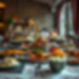 A beautifully arranged iftar table with traditional dishes from various cultures