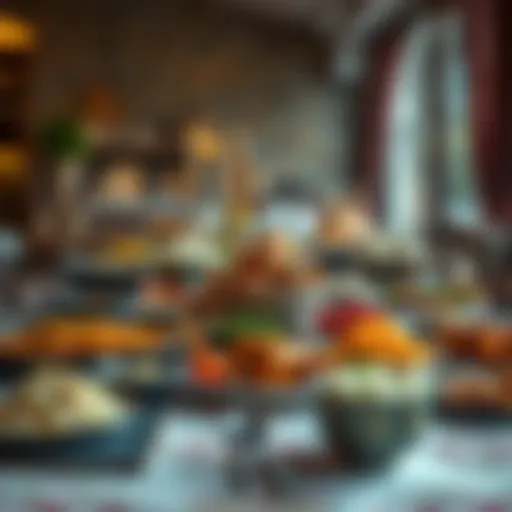 A beautifully arranged iftar table with traditional dishes from various cultures