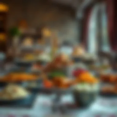 Diverse Iftar Traditions A beautifully arranged iftar table with traditional dishes from various cultures