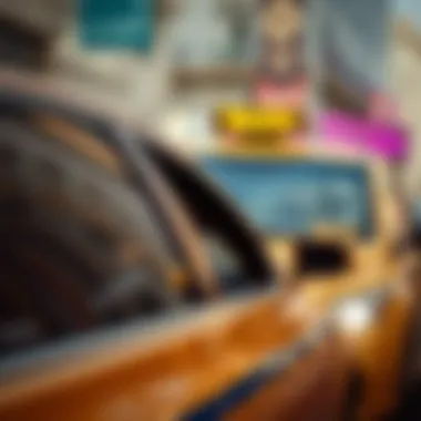 Tourists using taxi service in Dubai