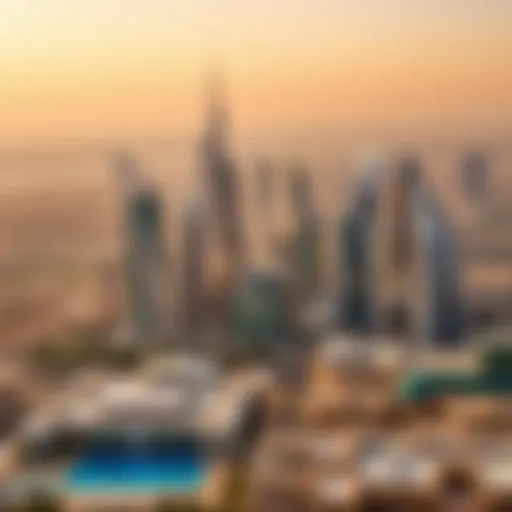 Dubai's Iconic Skyline and Real Estate Landscape A panoramic view of Dubai's skyline showcasing luxury properties