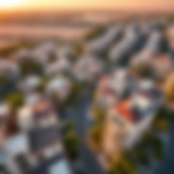 Vibrant Neighborhoods for Studio Living in Dubai Aerial view of a vibrant Dubai neighborhood with studio apartments