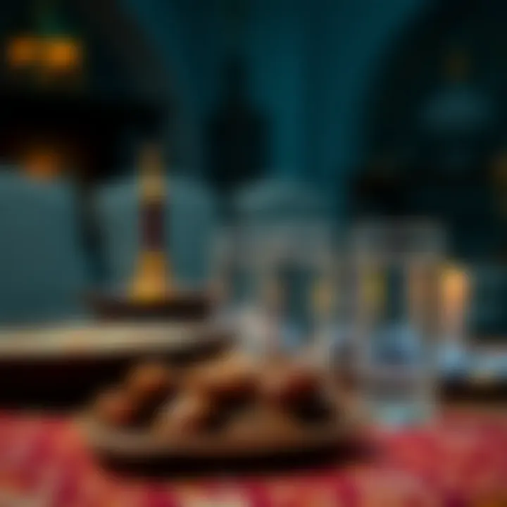 A Traditional Iftar: Dates and Water Traditional dates and water served for breaking fast