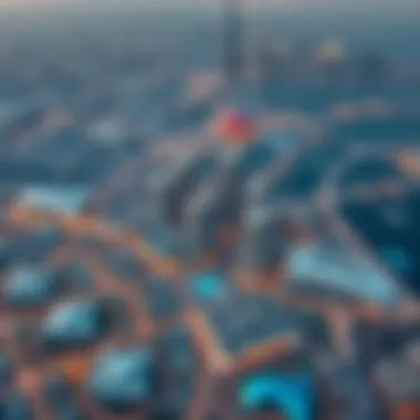 Aerial Perspective of Yas Projects Transforming Dubai Aerial view of Dubai showcasing Yas Projects