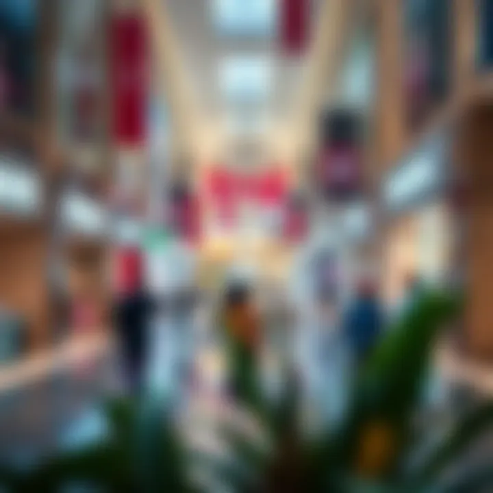 Vibrant shopping area filled with various retail outlets
